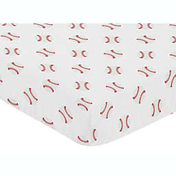 Sweet Jojo Designs® Baseball Patch Fitted Crib Sheet in Red/White