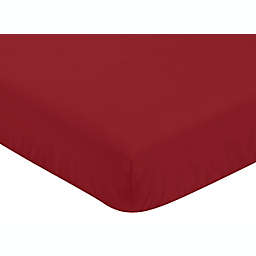 Sweet Jojo Designs® Baseball Patch Solid Fitted Crib Sheet in Red