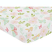 Sweet Jojo Designs&reg; Butterfly Floral Fitted Crib Sheet in Pink/Mint
