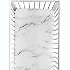 Alternate image 3 for Sweet Jojo Designs Marble Microfiber Crib Sheet in White/Grey