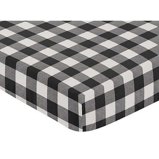 Alternate image 1 for Sweet Jojo Designs® Buffalo Check Print Fitted Crib Sheet in Black/White
