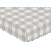 Sweet Jojo Designs Buffalo Check Fitted Crib Sheet in Grey/White