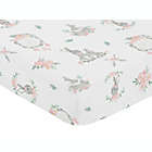 Alternate image 0 for Sweet Jojo Designs Bunny Floral Pattern Fitted Crib Sheet in Pink/Grey
