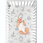 Alternate image 3 for Sweet Jojo Designs Bunny Floral Pattern Fitted Crib Sheet in Pink/Grey