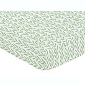 Sweet Jojo Designs Leaf Fitted Crib Sheet in Green/White