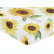 Sweet Jojo Designs Watercolor Sunflower Fitted Crib Sheet in Yellow/Green