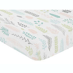 Sweet Jojo Designs Leaf Microfiber Crib Sheet in Blush/Grey
