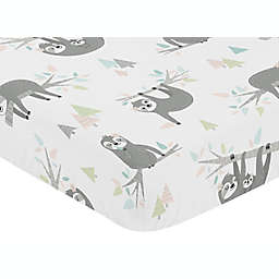 Sweet Jojo Designs Sloth Fitted Crib Sheet in Blush/Grey