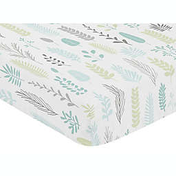 Sweet Jojo Designs Woodland Microfiber Crib Sheet in Aqua/Grey