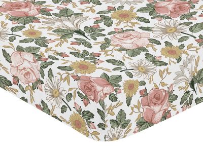Sweet Jojo Designs Vintage Floral Fitted Crib Sheet in Pink/Green