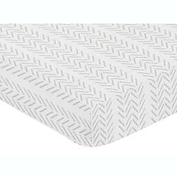 Sweet Jojo Designs® Construction Truck Tire Fitted Crib Sheet in White/Grey