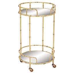 Ridge Road Décor Gold Iron and Mirror Traditional Bar Cart