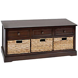 Ridge Road Decor Traditional Wood Storage Unit in Natural Brown