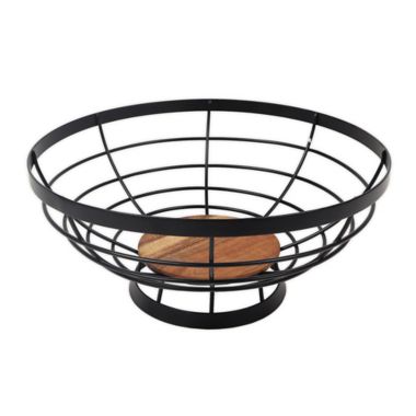 Our Table&trade; 11.4-Inch Wood and Iron Fruit Basket in Black. View a larger version of this product image.