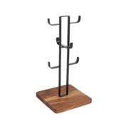 Our Table&trade; Wooden Base 6-Hook Mug Holder in Black