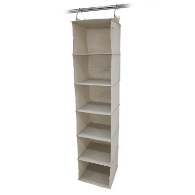 Squared Away&trade; 6-Shelf Canvas Hanging Sweater Organizer in Oyster Grey