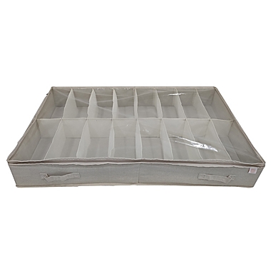 Squared Away&trade; Under-Bed Canvas Shoe Organizer in Oyster Grey. View a larger version of this product image.
