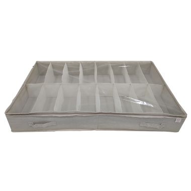 Squared Away&trade; Under-Bed Canvas Shoe Organizer in Oyster Grey. View a larger version of this product image.