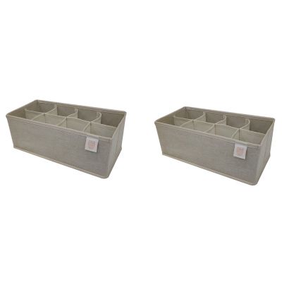 Squared Away&trade; 8-Compartment Canvas Drawer Organizers in Oyster Grey (Set of 2)