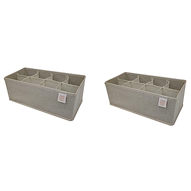Squared Away&trade; 8-Compartment Canvas Drawer Organizers in Oyster Grey (Set of 2). View a larger version of this product image.