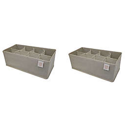Squared Away™ 8-Compartment Canvas Drawer Organizers in Oyster Grey (Set of 2)