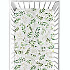 Alternate image 2 for Sweet Jojo Designs&reg; Watercolor Botanical Leaf Fitted Crib Sheet in Green/White