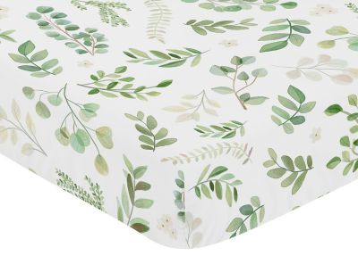 Sweet Jojo Designs&reg; Watercolor Botanical Leaf Fitted Crib Sheet in Green/White