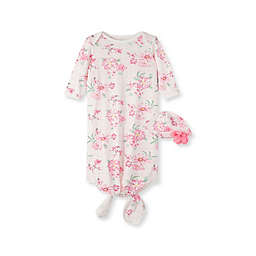 Little Me® Size 0-3M Wildflower Knotted Gown and Hat Set in Pink