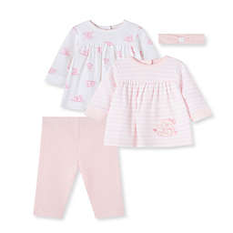 Little Me® 4-Piece Bears Organic Cotton Tunic, Legging and Headband Set in Pink