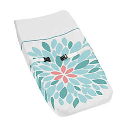 Sweet Jojo Designs® Emma Changing Pad Cover in White/Turquoise