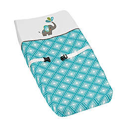 Sweet Jojo Designs Mod Elephant Changing Pad Cover in Turquoise/White