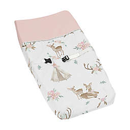 Sweet Jojo Designs® Deer Floral Changing Pad Cover in Pink/Mint