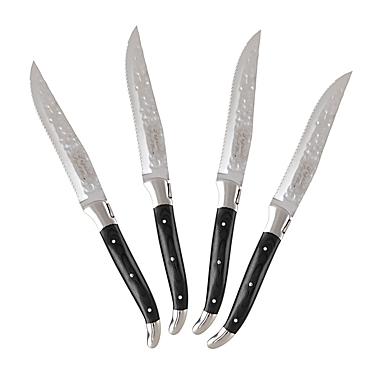 Laguiole&reg; French Home Connoisseur 4-Piece Wood BBQ Steak Knife Set in Black. View a larger version of this product image.