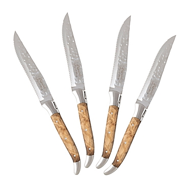Laguiole&reg; French Home Connoisseur 4-Piece Olive Wood BBQ Steak Knife Set. View a larger version of this product image.