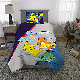 Pokemon 'Memphis' Single Panel Duvet Cover Reverse Bedding Set Pokeball Pikachu 