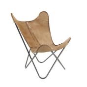 Ridge Road Decor Leather and Iron Rustic Cow Hide Chair in Brown