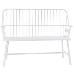 Ridge Road Decor Traditional Metal Outdoor Bench in White