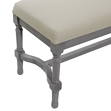 Ridge Road Decor Traditional Linen Upholstered Bench in Grey. View a larger version of this product image.