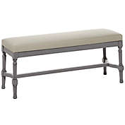 Ridge Road Decor Traditional Linen Upholstered Bench in Grey