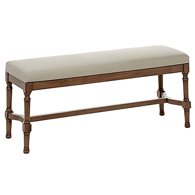 Ridge Road Decor Traditional Linen Upholstered Bench in Brown. View a larger version of this product image.