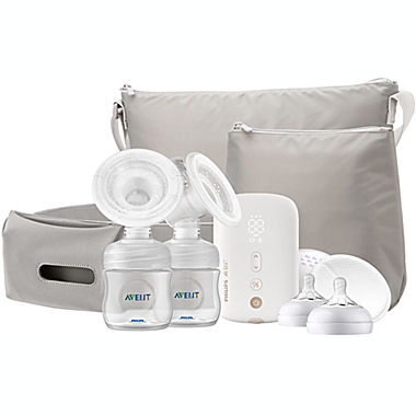 Philips Avent Electric Double Breast Pump in White with Travel Bag. View a larger version of this product image.