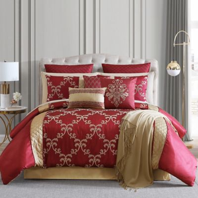 Hallmart Collectibles Gracyn 14-Piece California King Comforter Set in Red/Gold
