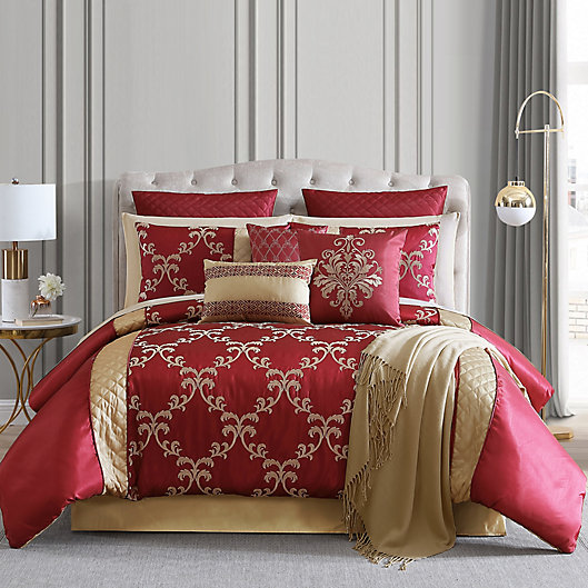 Alternate image 1 for Hallmart Collectibles Gracyn 14-Piece King Comforter Set in Red/Gold