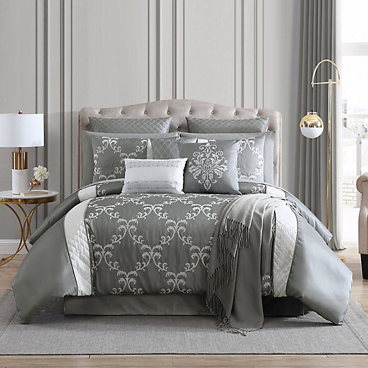 Alternate image 1 for Hallmart Collectibles Gracyn 14-Piece Queen Comforter Set in Silver