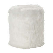 Ridge Road Decor 18-Inch Round Contemporary Faux Fur Stool in White
