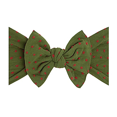 Baby Bling Dot Patterned Shabby Knot Headband in Green/Red. View a larger version of this product image.