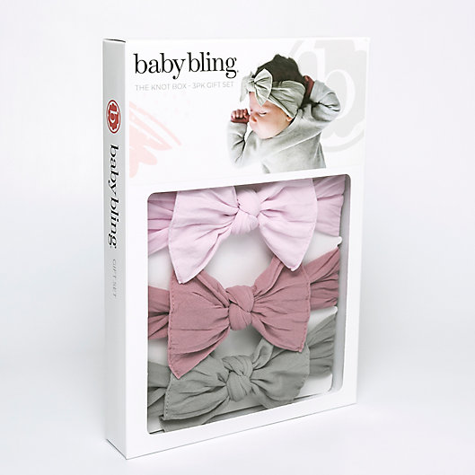 Alternate image 1 for Baby Bling® 3-Pack Knot Box Headband Set in Grey