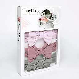 Baby Bling® 3-Pack Knot Box Headband Set in Grey