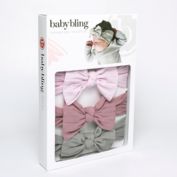 Baby Bling&reg; 3-Pack Knot Box Headband Set in Grey