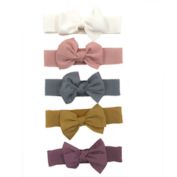 Danbar Size 0-12M Solid Bow Headbands (Set of 5)